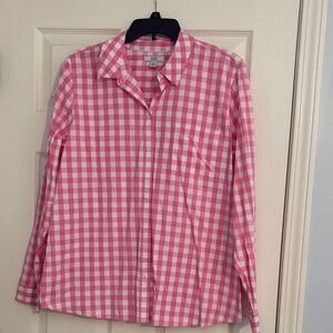 croft & barrow Pink and White Gingham Button-Down Shirt